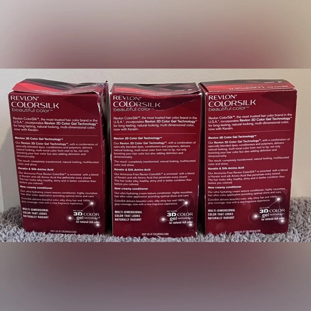 Revlon ColorSilk Beautiful Permanent Hair Color  #48 BURGUNDY Lot Of 3 NEW